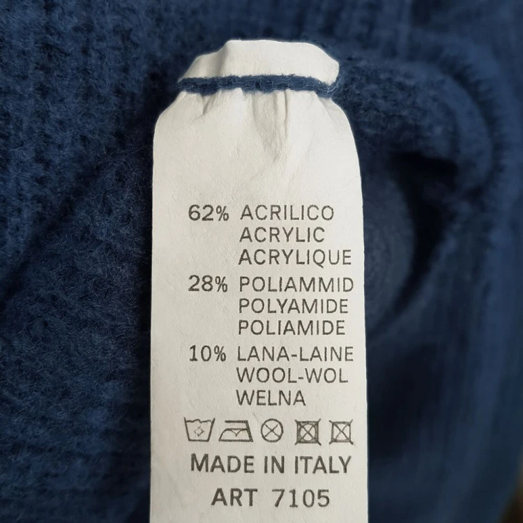 Sweter Damski Elegancki Włoski Niebieski