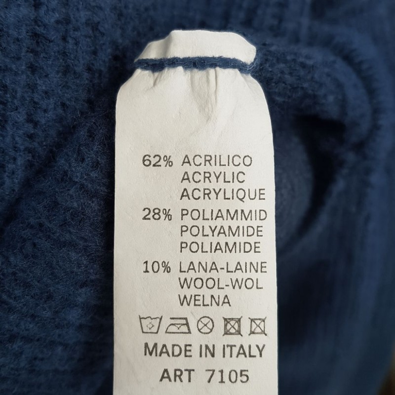 Sweter Damski Elegancki Włoski Niebieski