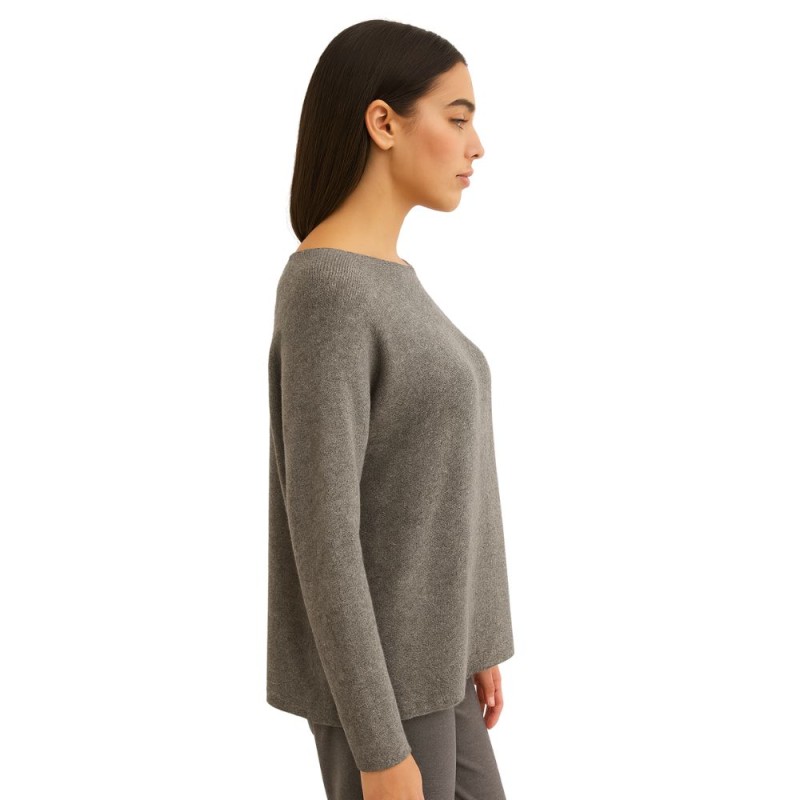 Sweter Damski Klasyczny Włoski Szary