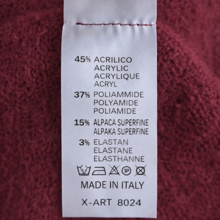 Sweter Damski Klasyczny Włoski Burgundowy