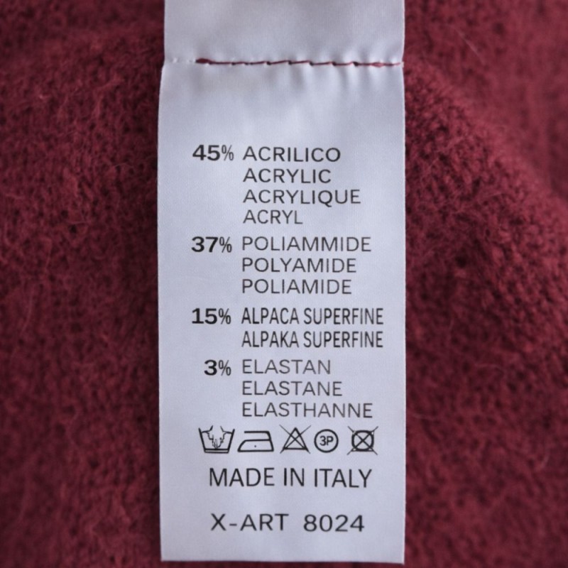Sweter Damski Klasyczny Włoski Burgundowy