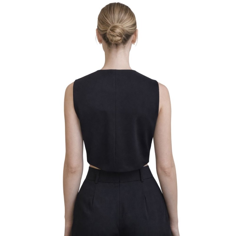 Kamizelka Bluzka Damska Elegancka Włoska Czarna S/M