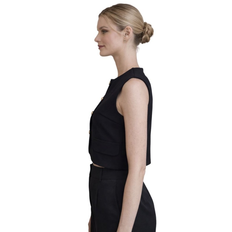 Kamizelka Bluzka Damska Elegancka Włoska Czarna S/M