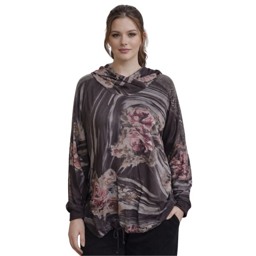 Bluza Damska z Cekinami Włoska Brązowa