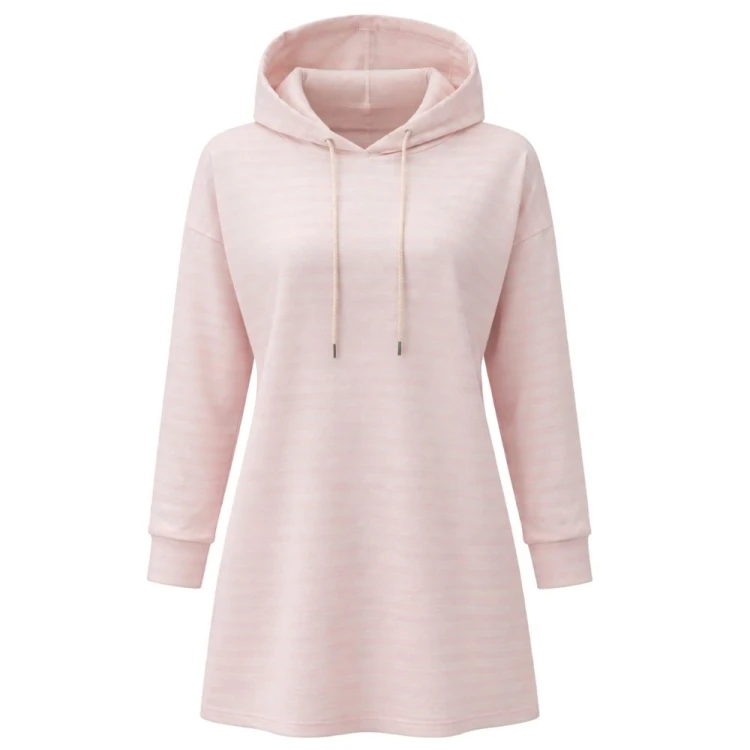 Bluza Damska w Paski Włoska Kremowo-Różowa