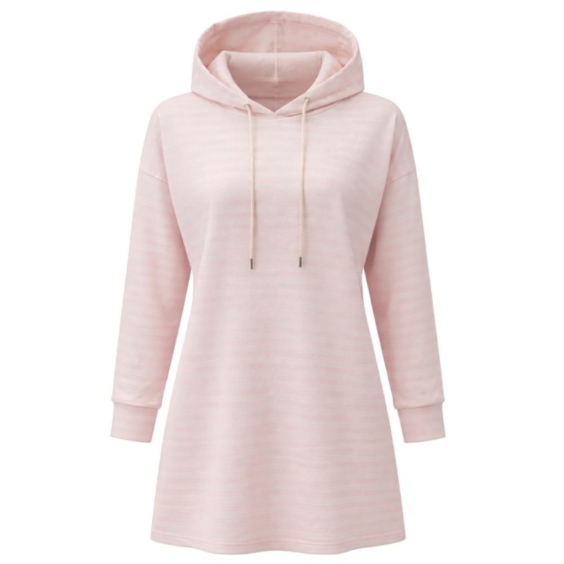 Bluza Damska w Paski Włoska Kremowo-Różowa