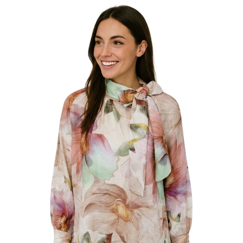 Koszula Bluzka Damska Elegancka Kwiatowa Włoska Kolorowa