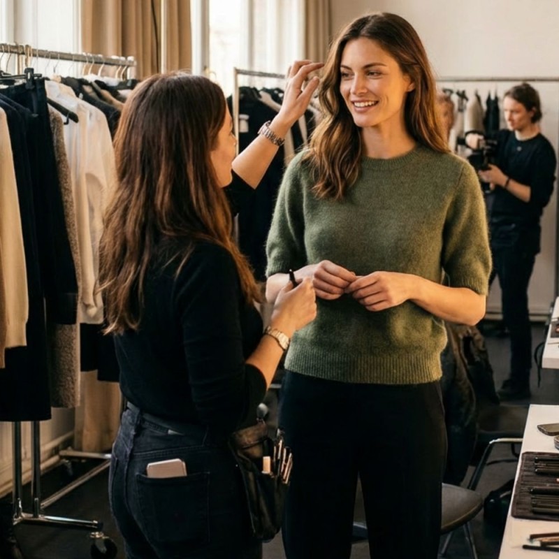 Sweter Damski z Krótkim Rękawem Włoski Khaki