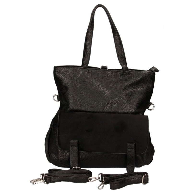 Torbo-plecak damski czarny – elegancki plecak i torebka 2w1