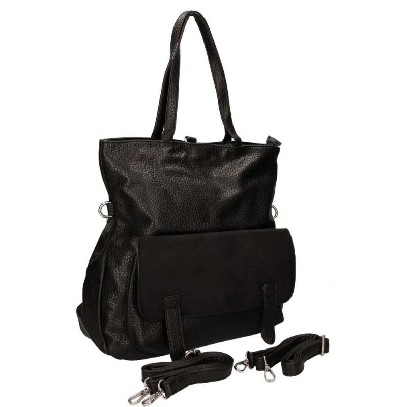Torbo-plecak damski czarny – elegancki plecak i torebka 2w1