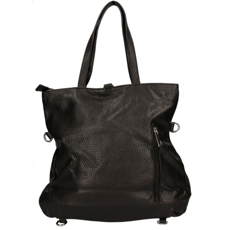 Torbo-plecak damski czarny – elegancki plecak i torebka 2w1