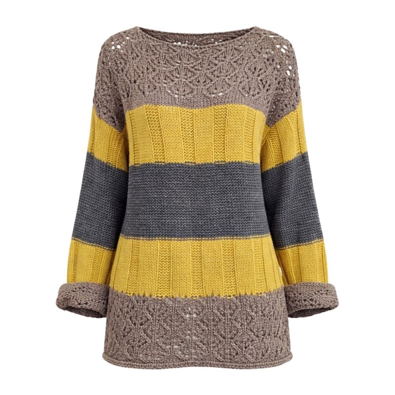 Sweter Damski Włoski w Paski Oversize Kolorowy One Size