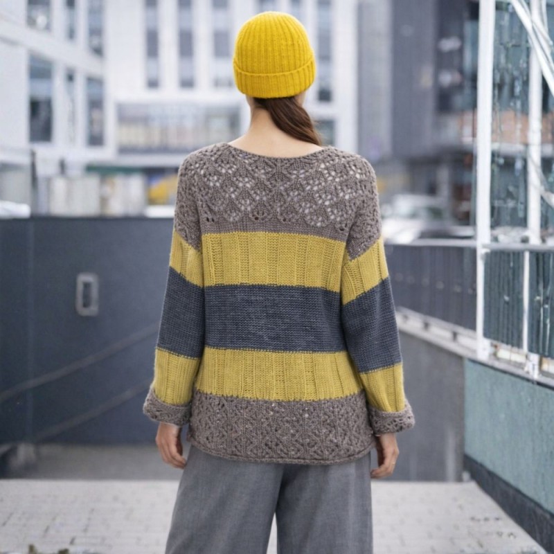 Sweter Damski Włoski w Paski Oversize Kolorowy One Size
