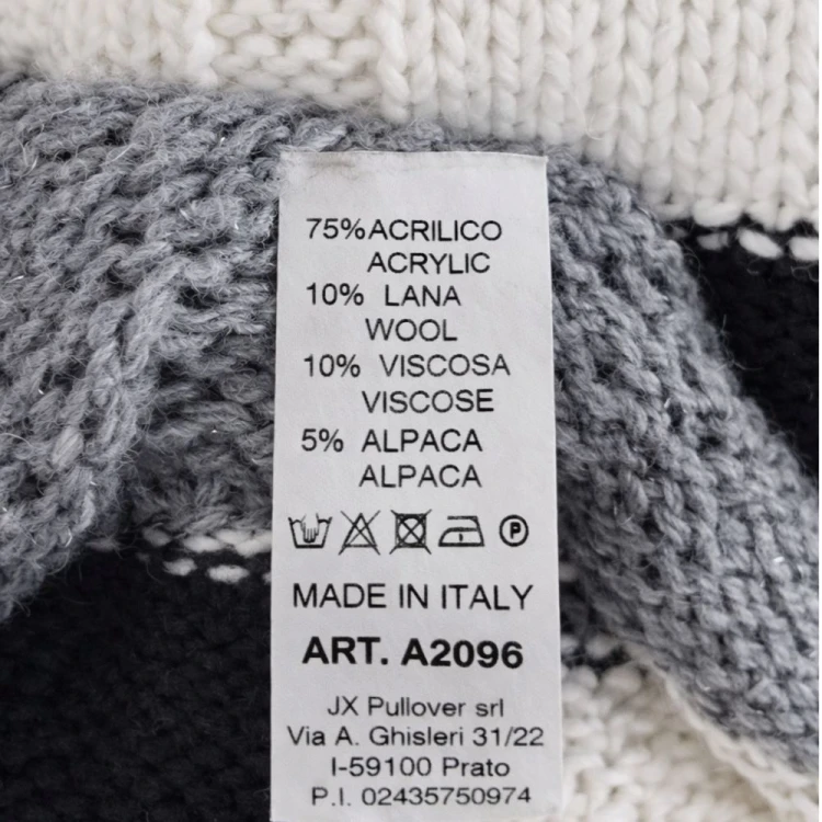 Sweter Damski Włoski w Paski Oversize Szary Biały One Size