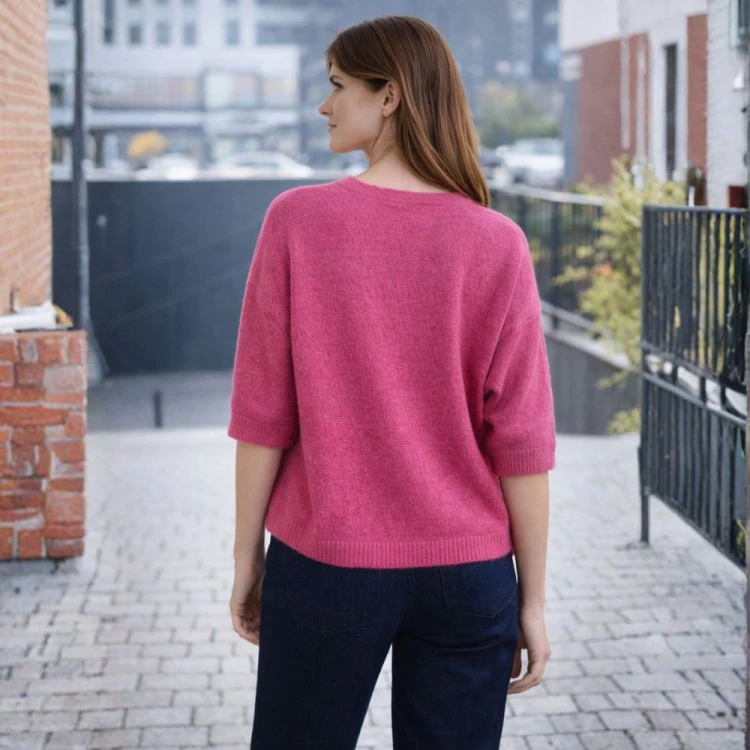 Sweter Kardigan Damski Rozpinany Włoski Różowy
