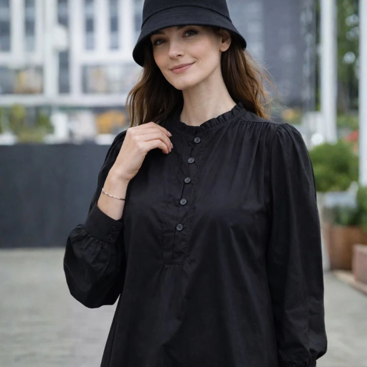 Koszula Tunika Damska Elegancka Włoska Czarna