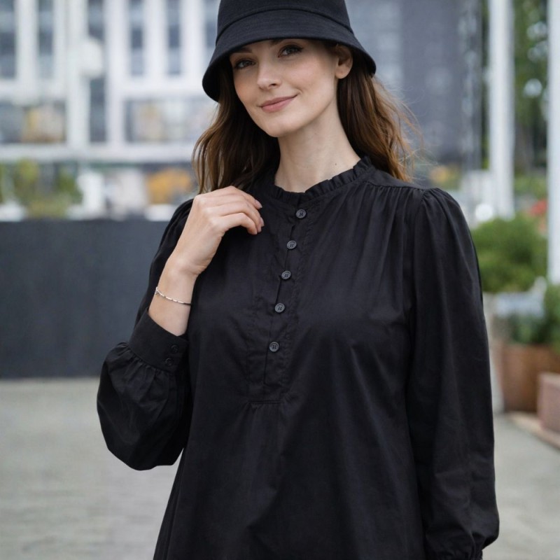Koszula Tunika Damska Elegancka Włoska Czarna