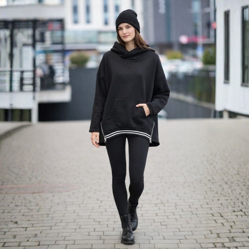 Bluza Damska Duży Rozmiar Włoska Czarna