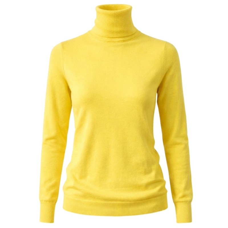 Sweter Golf Damski Żółty Klasyczny Wysoka Jakość One