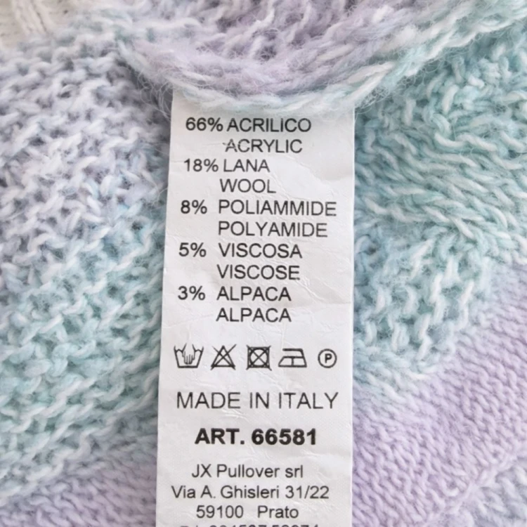 Sweter Kardigan Damski Włoski Miętowo-Fioletowy Oversize