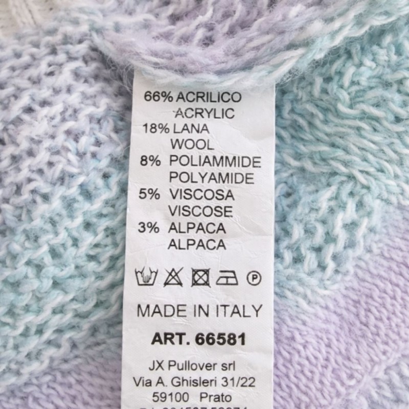 Sweter Kardigan Damski Włoski Miętowo-Fioletowy Oversize