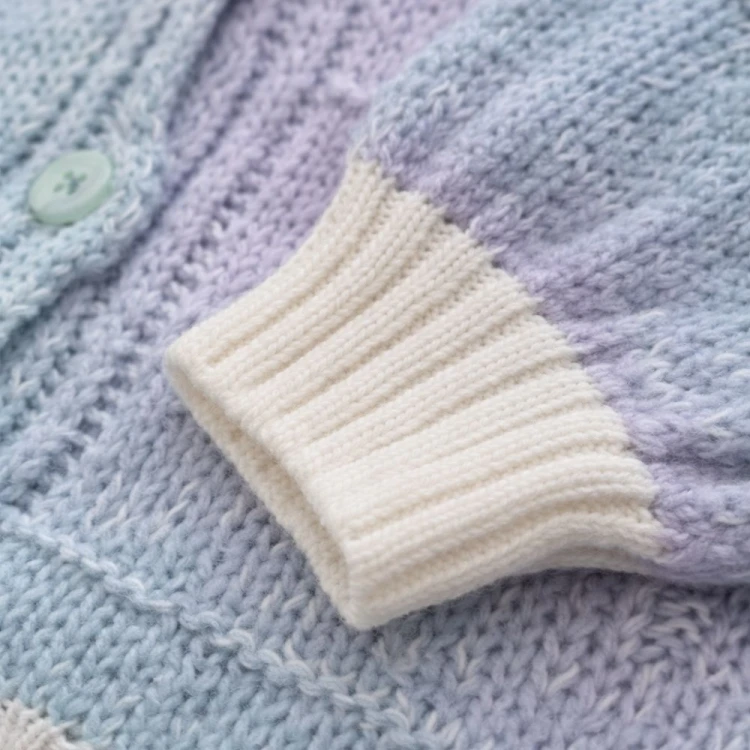 Sweter Kardigan Damski Włoski Miętowo-Fioletowy Oversize