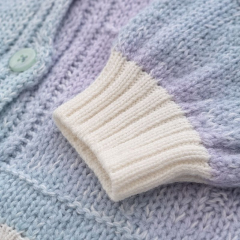 Sweter Kardigan Damski Włoski Miętowo-Fioletowy Oversize