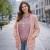 Sweter Damski Kardigan Różowy Oversize z Kieszeniami One Size