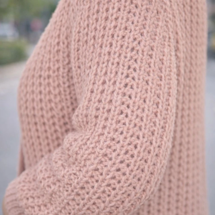 Sweter Damski Kardigan Różowy Oversize z Kieszeniami One Size