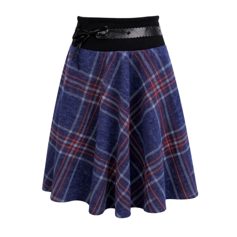 Spódnica damska w kratę Włoska niebieska one size