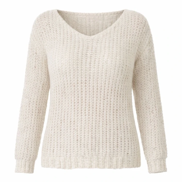 Sweter Damski Oversize Ecru Wełna Alpaka Miękki One Size