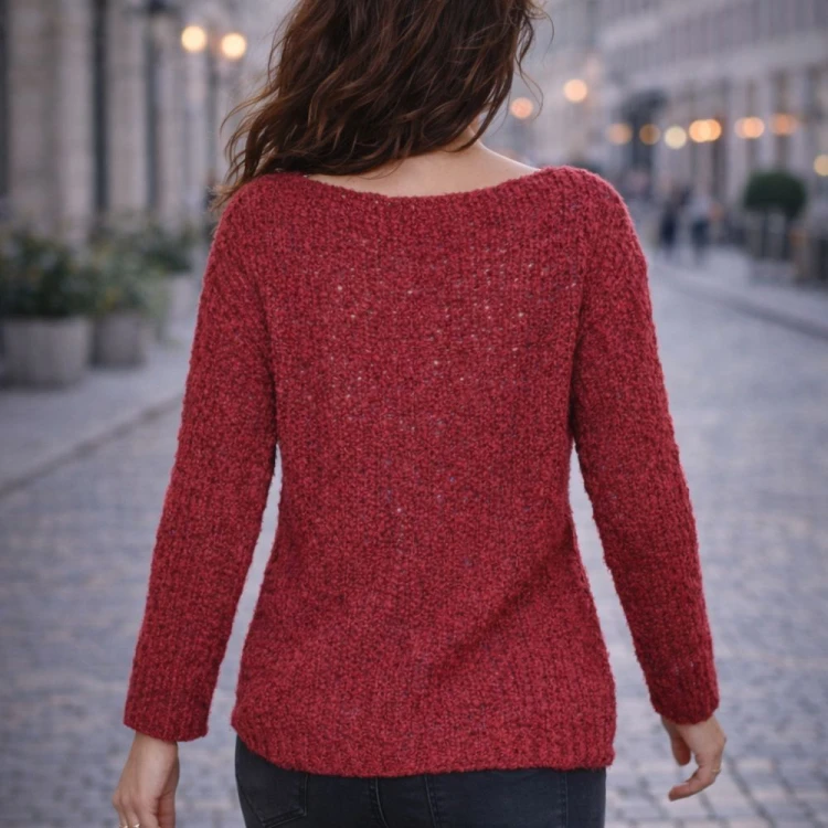 Sweter damski OVERSIZE wełna alpaka BORDOWY luźny włoski UNI