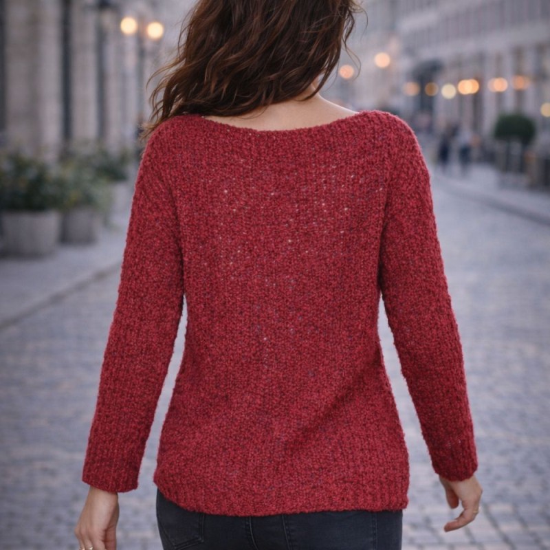Sweter damski OVERSIZE wełna alpaka BORDOWY luźny włoski UNI
