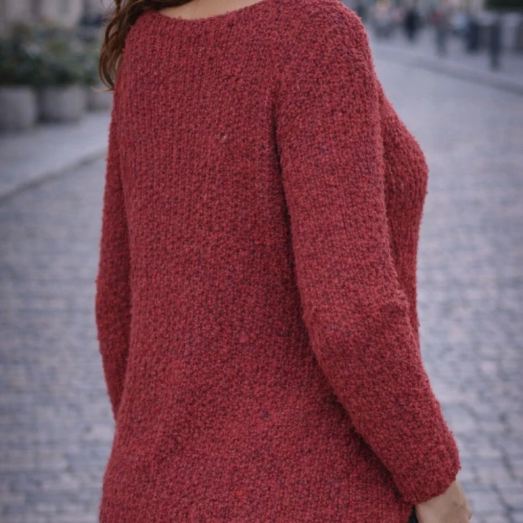 Sweter damski OVERSIZE wełna alpaka BORDOWY luźny włoski UNI