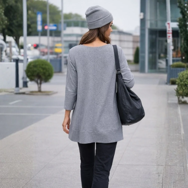 Bluzka damska casual luźny fason Włoska szara one size