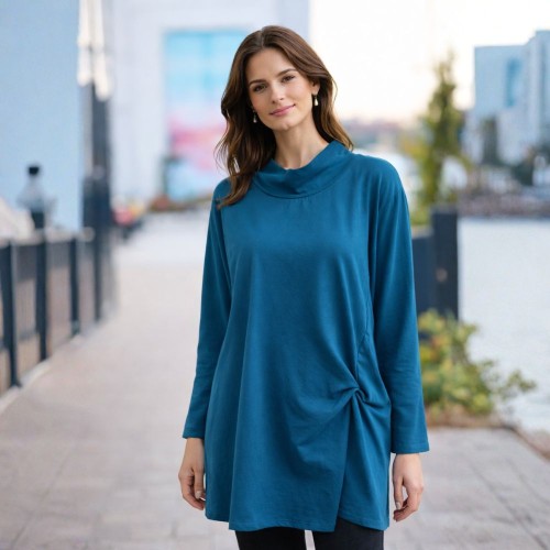 Bluzka damska casual luźny fason Włoska morska uniwersalna