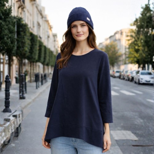Bluzka damska casual luźny fason Włoska granatowa one size