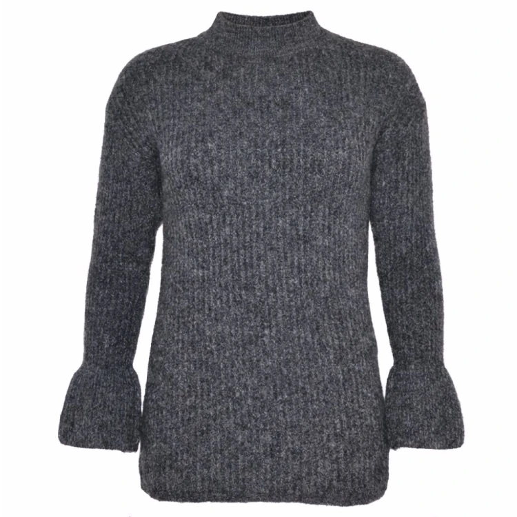 Sweter damski wełna modal bawełna szary