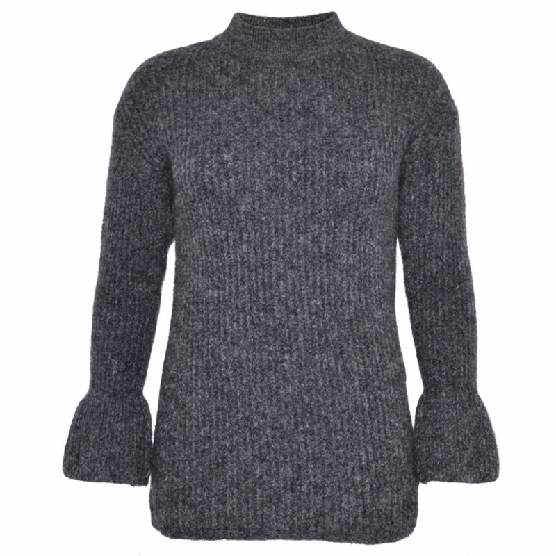 Sweter damski wełna modal bawełna szary