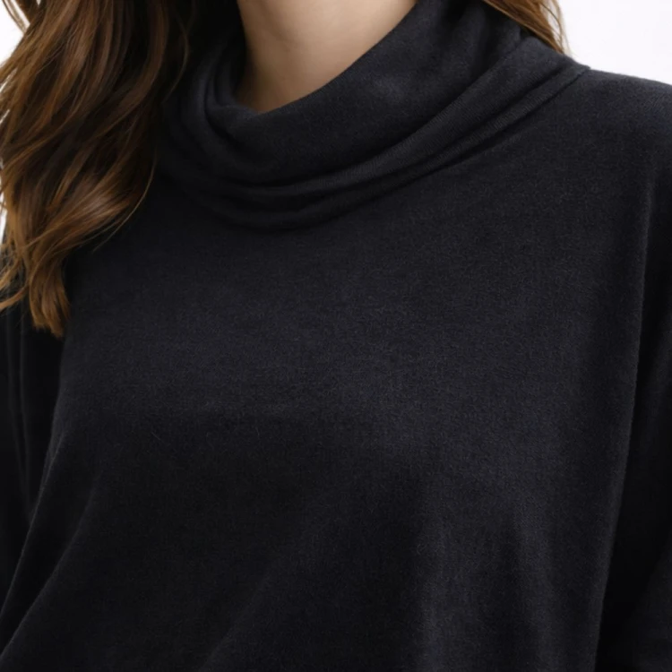 Sweter damski czarny oversize Golf Luźny krój Włoski One size