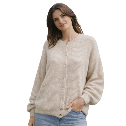 Sweter damski kardigan MOHER Made in Italy Kremowy L/XL