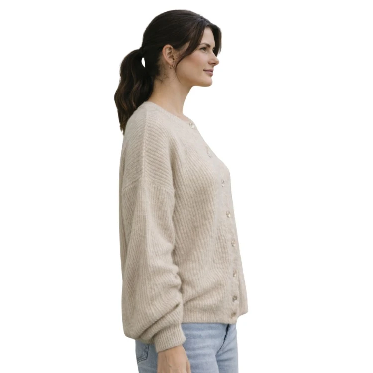 Sweter damski kardigan MOHER Made in Italy Kremowy L/XL