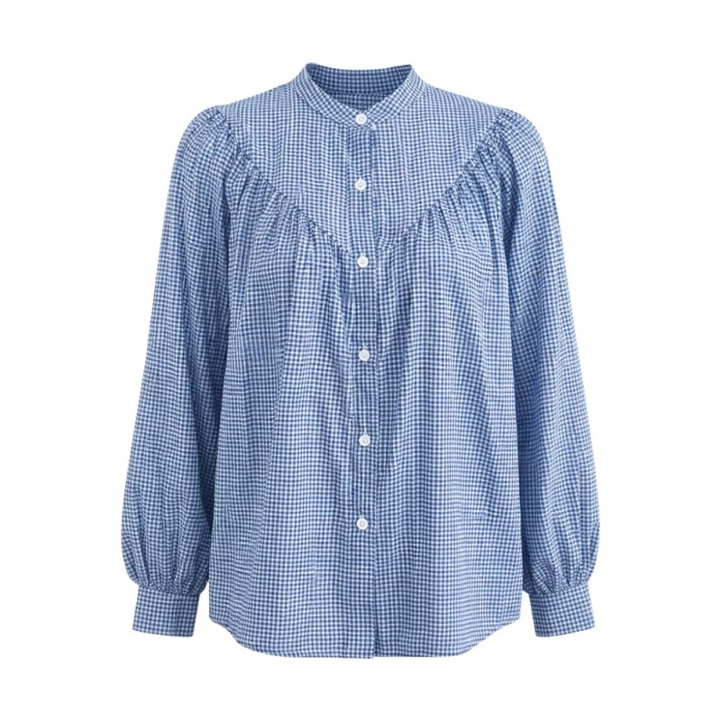 Koszula damska VICHY niebieska kratka luźna długi rękaw Włoska One size