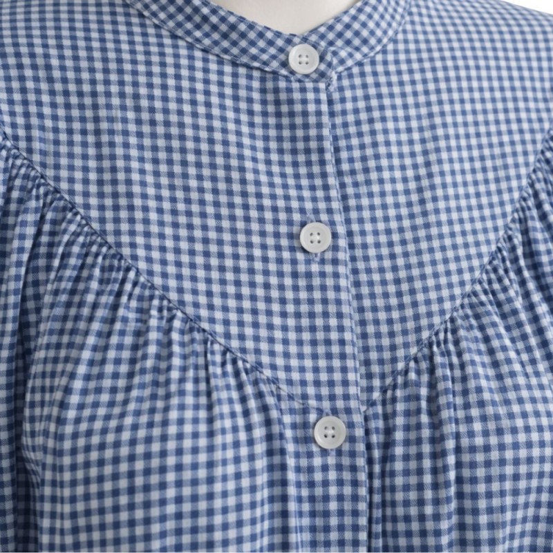 Koszula damska VICHY niebieska kratka luźna długi rękaw Włoska One size