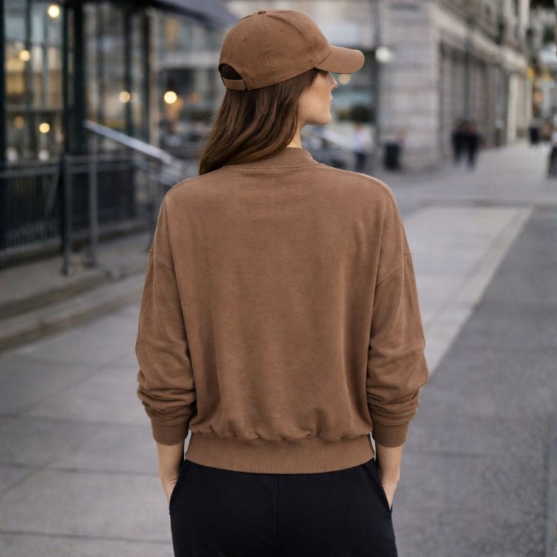 Bluza damska bomberka brązowa 100% bawełna Made in Italy Uni