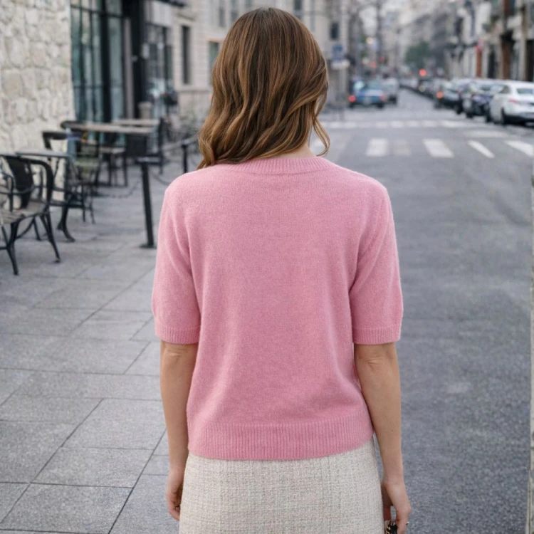 Sweter damski miękki w kolorze pudrowego różu Włoski One size