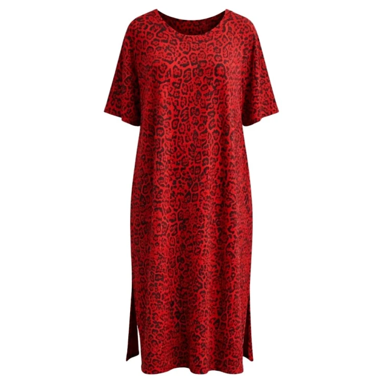 Sukienka damska czerwona PANTERKA oversize Made in Italy Uniwersalna