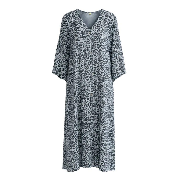 Sukienka damska panterka błękitna 100% wiskoza oversize Włoska One Size