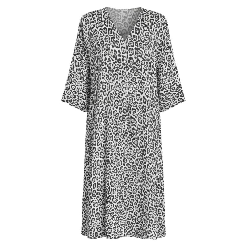 Sukienka damska panterka kremowa 100% wiskoza oversize Włoska One Size