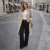 Spodnie jeansy czarne damskie wysoki stan straight wide leg proste nogawki S